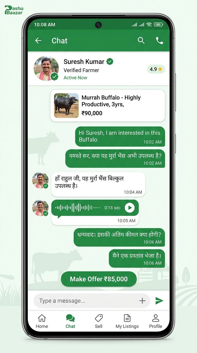 Direct Chat & Voice Notes Screen