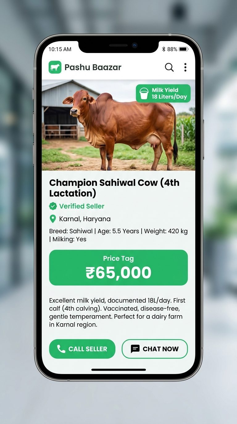 Verified Cattle Listing Screen